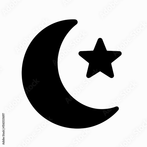Solid icon of moon and star – night mode or smart sleep setting