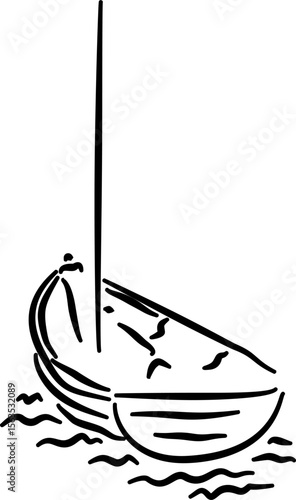 Simple boat sketch for nautical packaging branding poster scene summer label decor