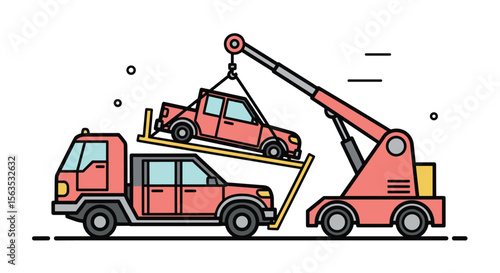 Car towing service truck loading vehicle for transportation and logistics