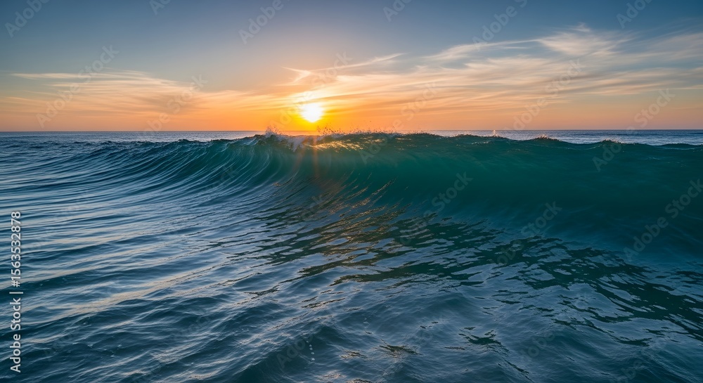 Obraz premium Majestic Sunset Wave at Ocean's Edge