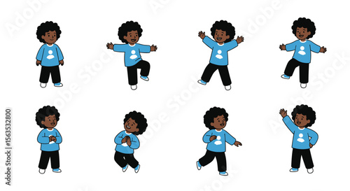 Young child demonstrates various fun energetic dance moves and exercises for kids activity