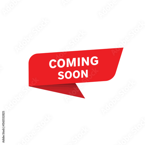 red "coming soon" tag on white background