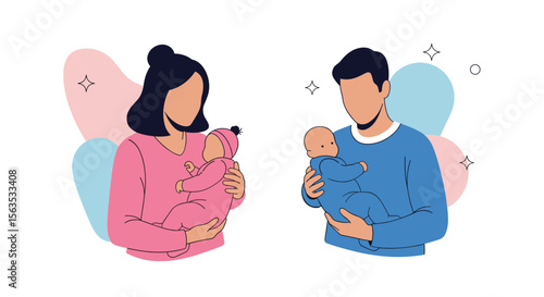 Loving parents holding newborn babies in a gentle embrace creating cherished family moments together