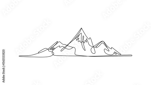 Vector art of one continuous line drawing of a mountain range vector illustration