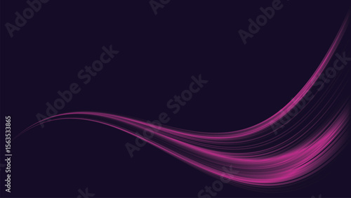 Abstract pink light dynamic wave motion on purple background graphic illustration have blank space.