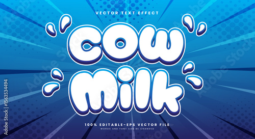 Cow Milk 3d editable text effect Template Suitable for Comic Style