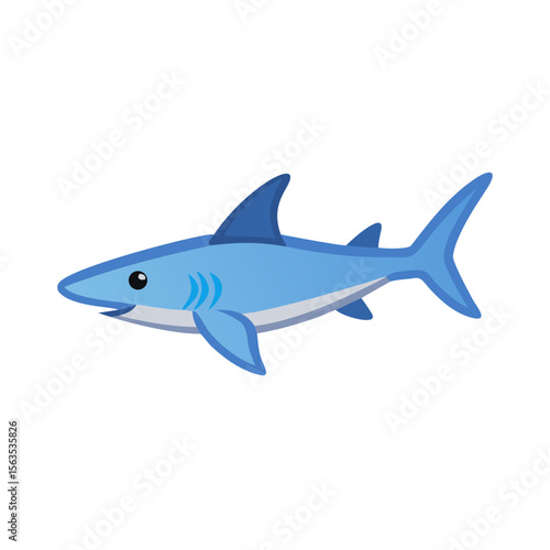 Vector icon of a blue shark, symbolizing marine life, sea creatures, and underwater world. Clean design on a transparent background