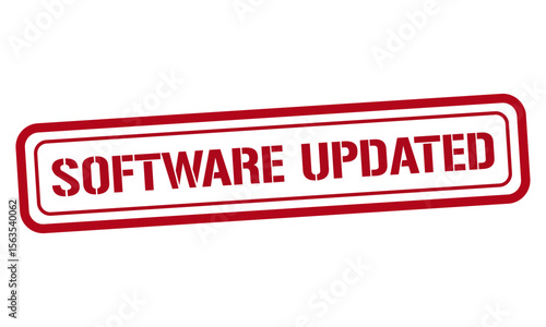 SOFTWARE UPDATED red stamp text vector, rubber stamp
