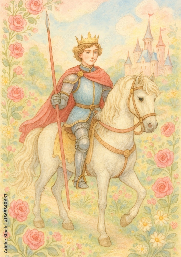 Fototapeta premium Charming fairytale prince illustration.