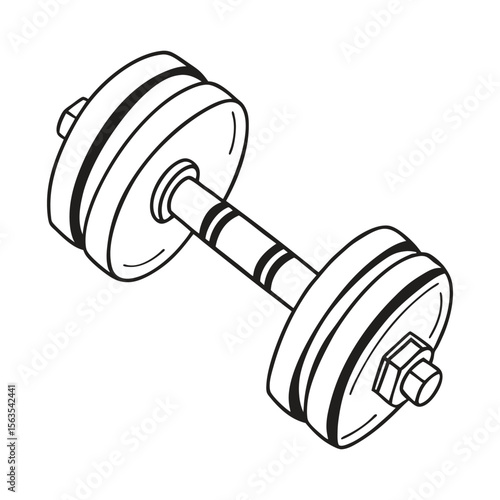 Minimalist line drawing of dumbell vector illustration