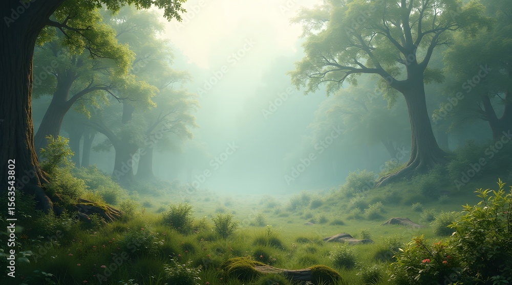 An enchanting and magical forest landscape filled with soft mist and ethereal sunlight. A dreamy and peaceful scene perfect for fantasy, adventure, and nature themes. An enchanting and magical forest landscape filled with soft mist and ethereal sunlight. A dreamy and peaceful scene perfect for fantasy, adventure, and nature themes.