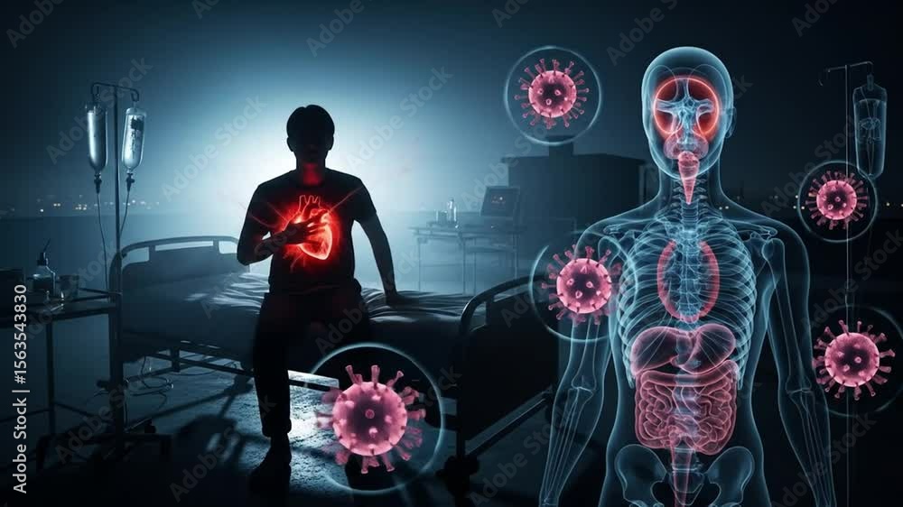 Human Is Infected Visual representation of human viral infection impact on internal ...