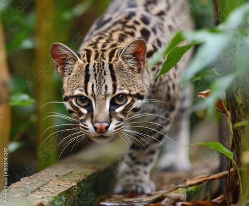 Margay or tiger cat, Leopardus wiedii, in the wild