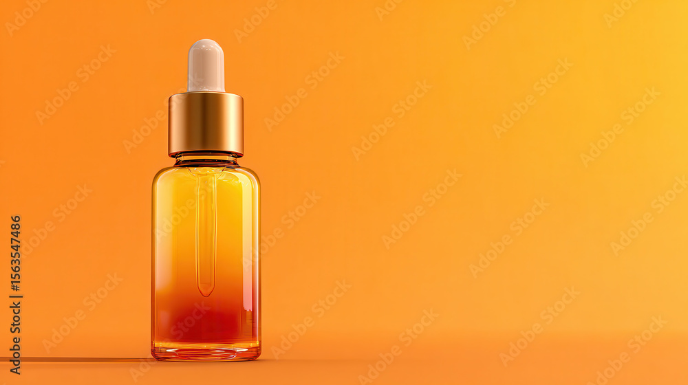 Vibrant Skincare Essence: A sleek bottle of skincare serum, radiating a warm amber glow against a vibrant orange backdrop, symbolizing the essence of radiant, healthy skin. Vibrant Skincare Essence: A sleek bottle of skincare serum, radiating a warm amber glow against a vibrant orange backdrop, symbolizing the essence of radiant, healthy skin.