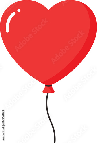A single, red heart-shaped balloon floats on a string.