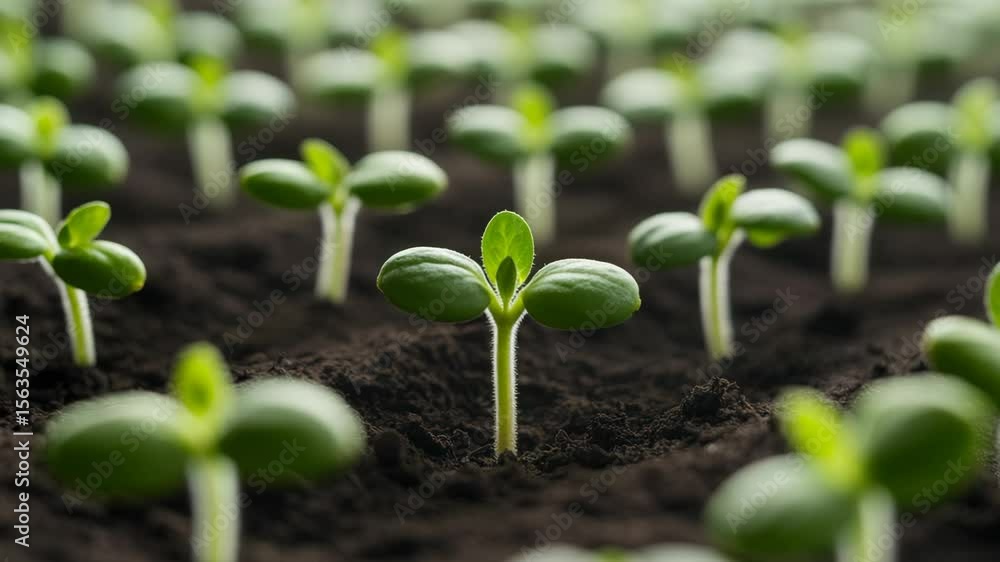 Seedlings growing in rich soil under natural light conditions Seedlings growing in rich soil under natural light conditions