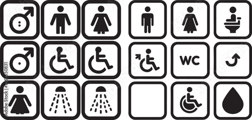 washroom icon set collection 