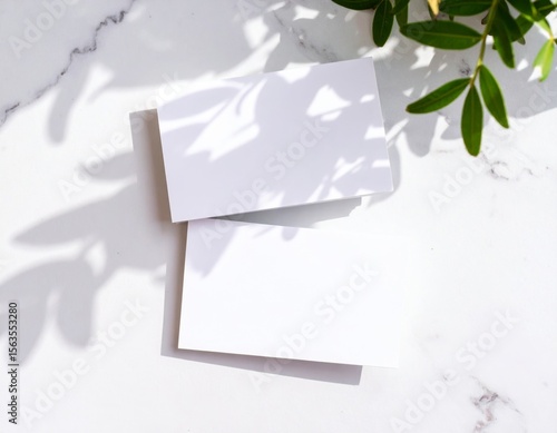 business branding cards template mockup with shadows. white business card mockup