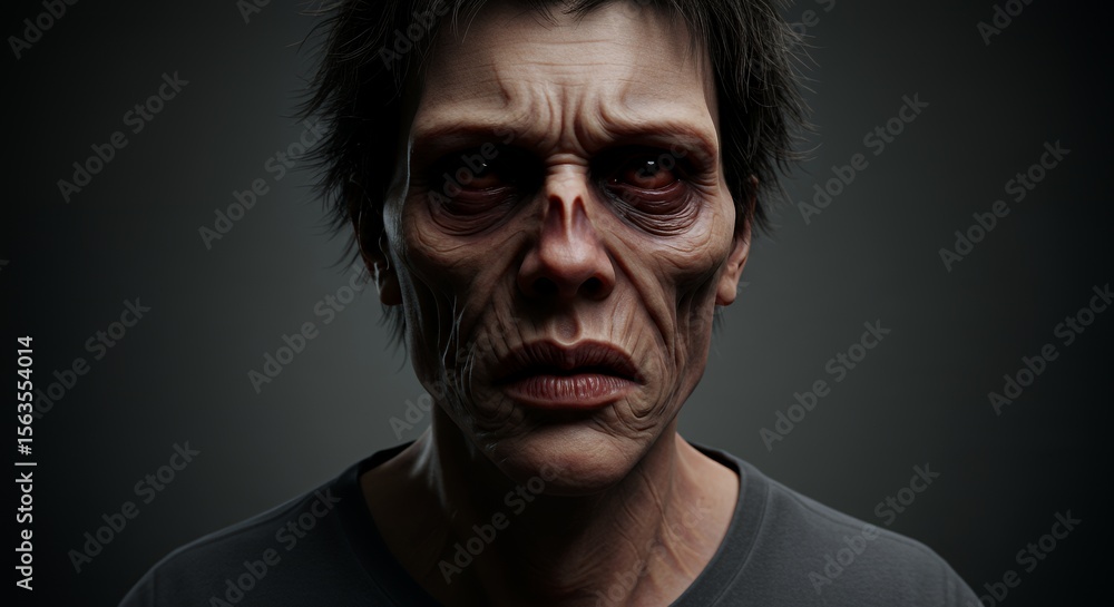 Weathered face of an elderly man stares intensely, conveying age, hardship, and a haunting gaze. His expression hints at untold stories and Weathered face of an elderly man stares intensely, conveying age, hardship, and a haunting gaze. His expression hints at untold stories and