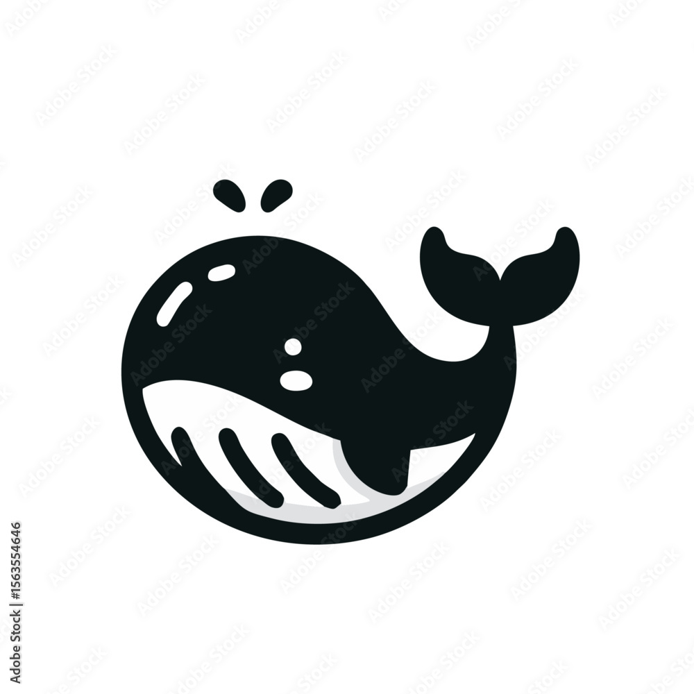 Naklejka premium Whale Humpback logo icon design illustration black white