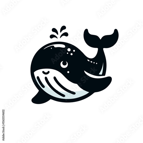Whale Humpback logo icon design illustration black white