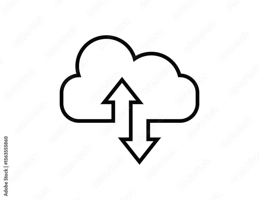 Upload to Cloud icon Thin line vector illustration set. upload icon design black and white Illustration Upload to Cloud icon Thin line vector illustration set. upload icon design black and white Illustration