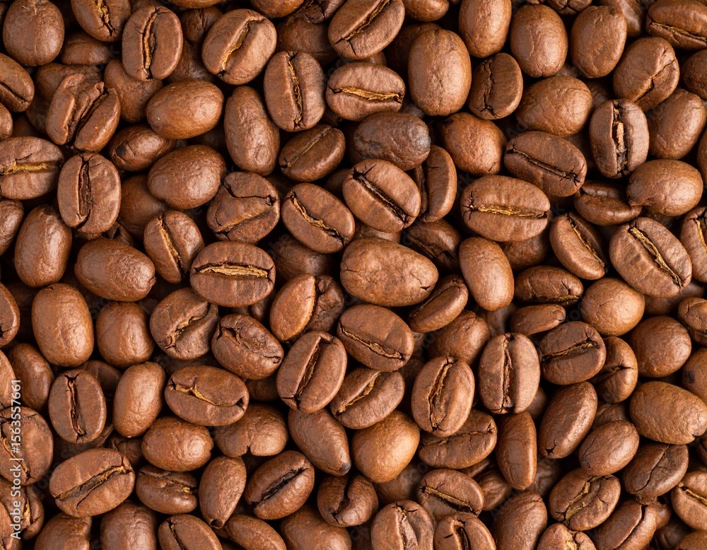 Naklejka premium Close-Up of Roasted Coffee Beans