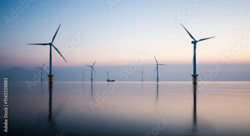 Wallpaper Mural Offshore Wind Turbines Emerging from Morning Fog AI Torontodigital.ca