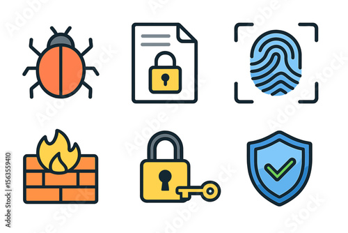 Various security icons representing online safety measures and digital protection strategies