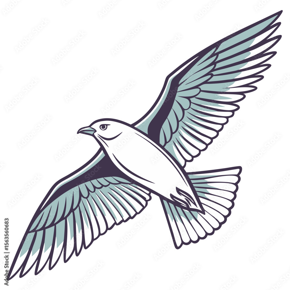 Obraz premium Flying Bird Isolated on White Background Vector Illustration