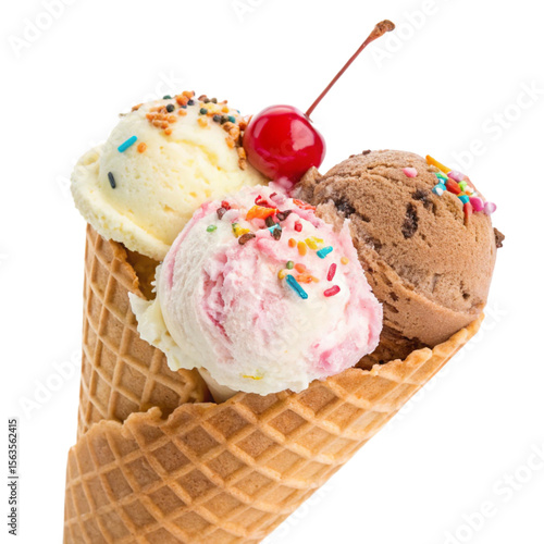 Ice Cream Cone Isolated on Transparent Background PNG