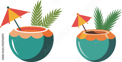 Celebrate World Coconut Day on September 2nd with this vibrant illustration featuring whole and halved coconuts with palm leaves perfect for social media and promotional
