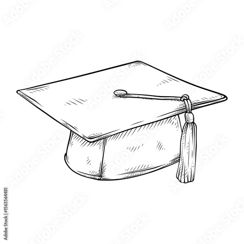 line art drawing illustration of a graduation cap toga