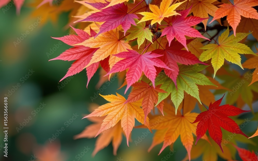 Autumn leaves opulence concept. Vibrant autumn leaves showcasing rich colors of red, orange and yellow. Autumn leaves opulence concept. Vibrant autumn leaves showcasing rich colors of red, orange and yellow.
