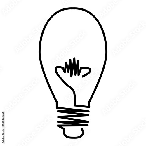 Bulb icon with filament symbolizes electricity, energy light and creative modern minimalist design.