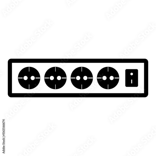 Power strip vector icon shows multiple socket connections, electricity and energy supply in modern design.