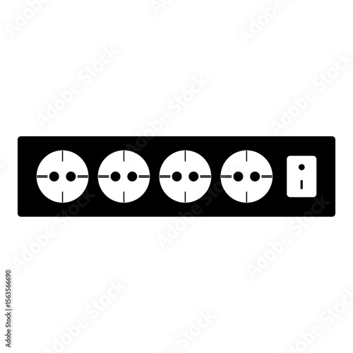 Socket strip icon vector shows multiple power connections, electricity supply and modern energy design.