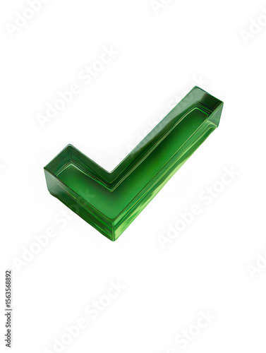 Green check mark icon, transparent, 3D style, isolated on white