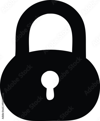 Simple black padlock icon with a white keyhole representing security privacy and protection against unauthorized access