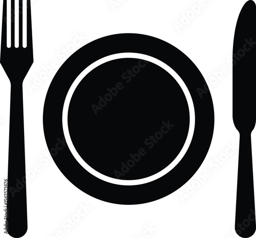 Tablespoon Table knife, Fork And Plate Dinner Set Vector Eatery symbol Kitchen utensil Tableware serving sign