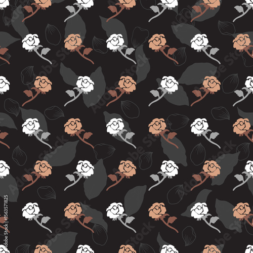 Midnight Rose Abstract Botany Reverie Pattern can be use for background, apparel, and template design