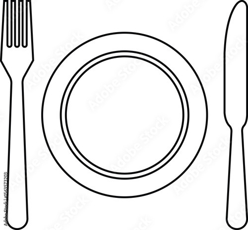 Tablespoon Table knife, Fork And Plate Dinner Set Vector Eatery symbol Kitchen utensil Tableware serving sign