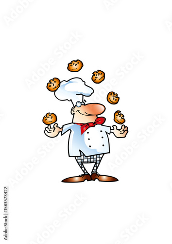 Baker juggles six pieces of bread