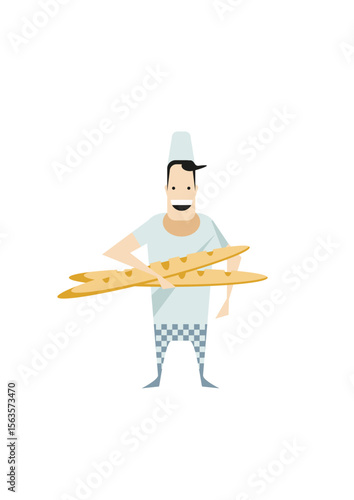 Baker with two baguettes