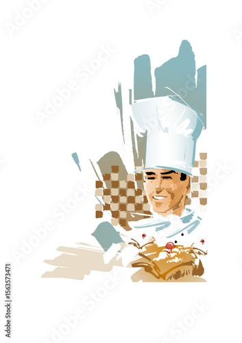 Baker in collage with different bread ingredients