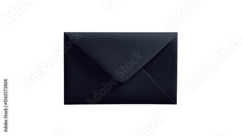 Elegant black envelope resting on a smooth surface, ready to deliver a message, exuding mystery and anticipation on transparent background