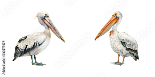 pelican watercolor vector illustration