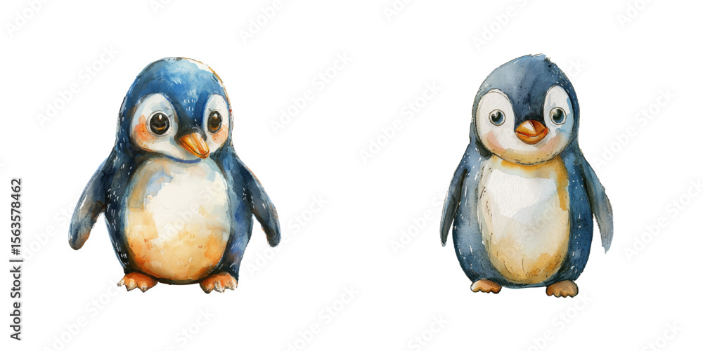 Naklejka premium penguin watercolor vector illustration