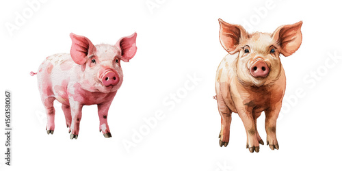 pig watercolor vector illustration