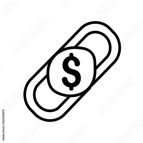 Dollar sign paperclip icon in minimalistic black outline design  